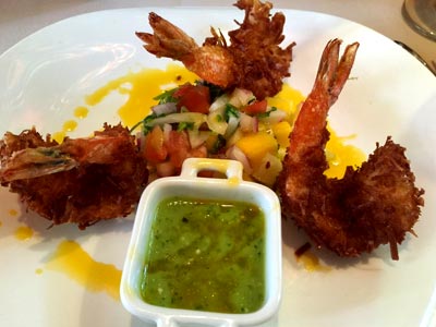 Coconut shrimp with mango salsa